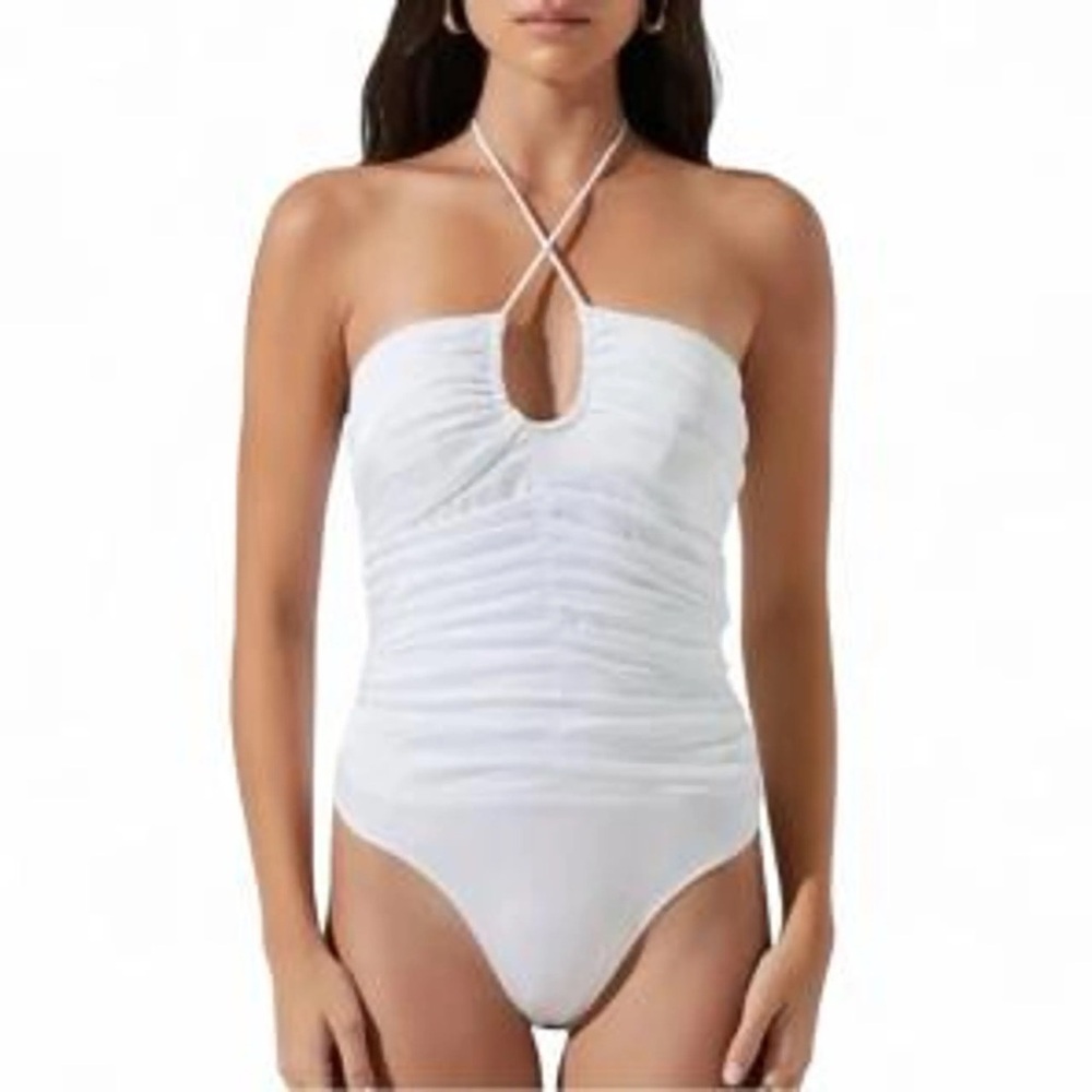 Astr Cream Smocked Bodysuit